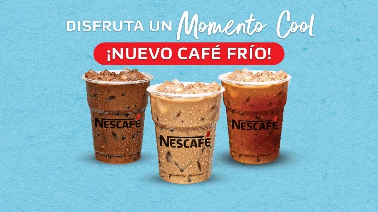 vasos de café frío Americano, cappuccino frío y macacino NESCAFÉ.