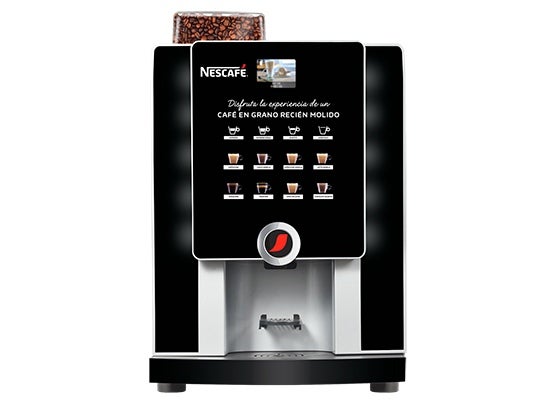 Máquina NESCAFÉ® COMBI 2 para oficinas, hoteles y restaurantes, rinde hasta 80 vasos por hora y ofrece hasta 11 sabores