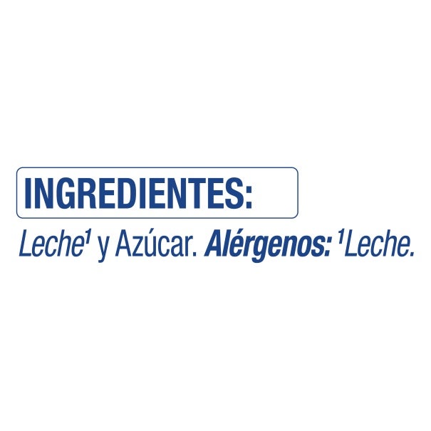 Lista de ingredientes de Leche Condensada LA LECHERA® en paquete de 800g