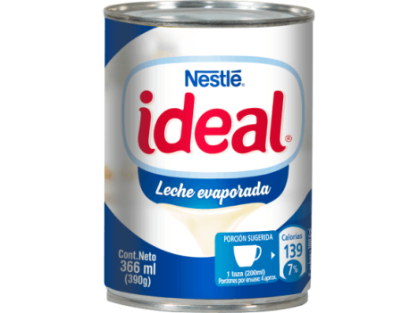 Leche evaporada Nestlé® Ideal® en lata de 390g