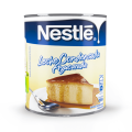 Leche Condensada Azucarada Nestlé: Lata de 395 g con imagen de flan. Fuente de calcio