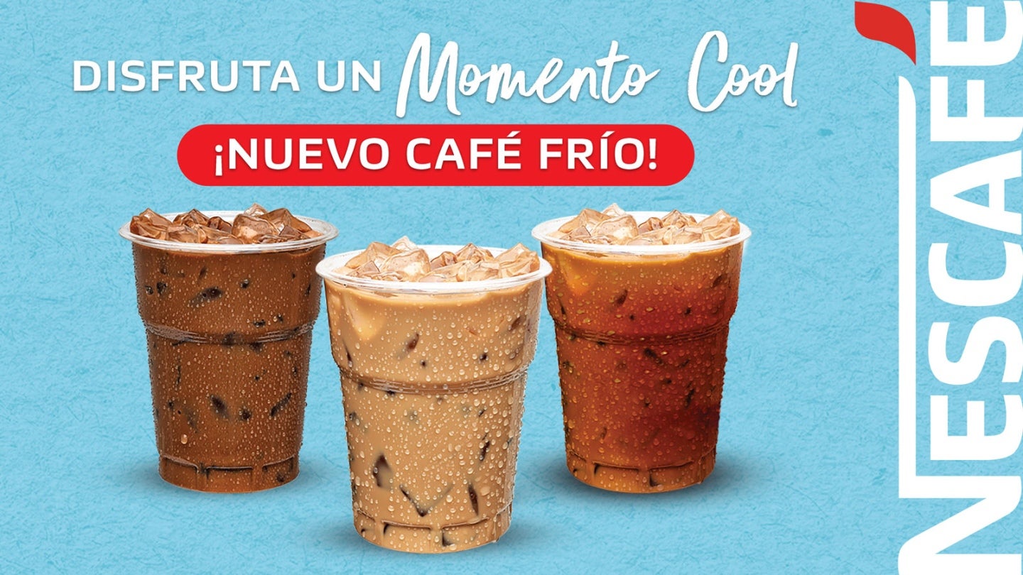 vasos de café frío Americano, cappuccino frío y macacino NESCAFÉ.